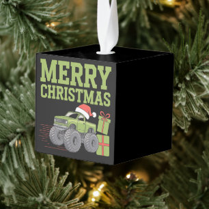 Merry Christmas Monster Truck Toddler Boys Xmas  Cube Ornament