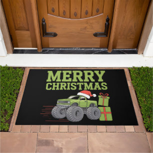 Merry Christmas Monster Truck Toddler Boys Xmas Doormat