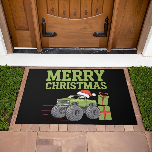 Merry Christmas Monster Truck Toddler Boys Xmas  Doormat (Outdoor)