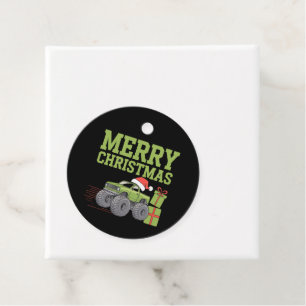Merry Christmas Monster Truck Toddler Boys Xmas  Favor Tags