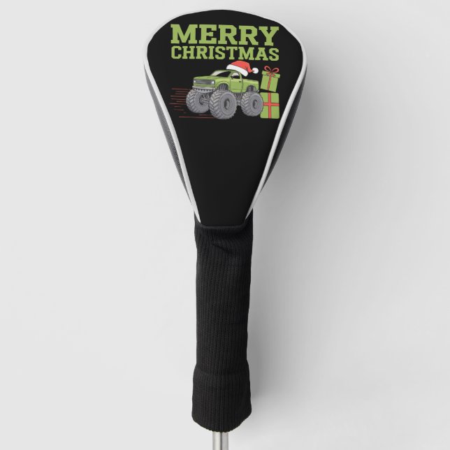 Merry Christmas Monster Truck Toddler Boys Xmas  Golf Head Cover (Front)