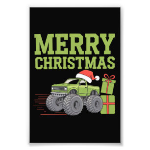Merry Christmas Monster Truck Toddler Boys Xmas Photo Print