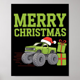 Merry Christmas Monster Truck Toddler Boys Xmas Poster