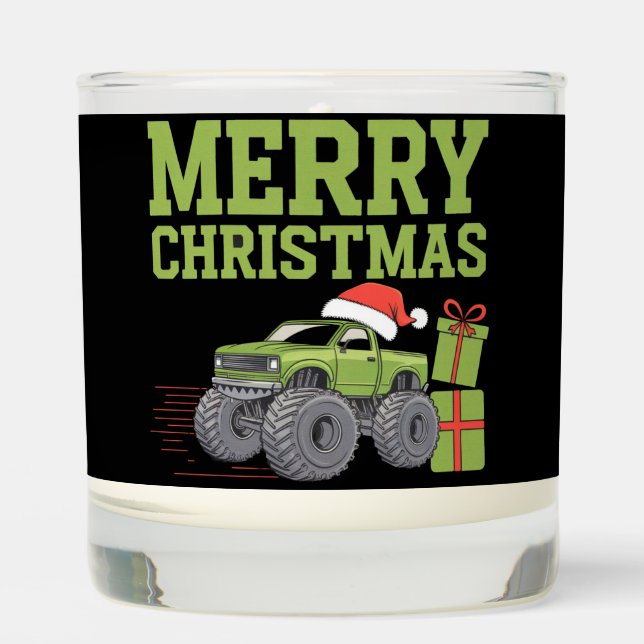 Merry Christmas Monster Truck Toddler Boys Xmas  Scented Candle (Front)