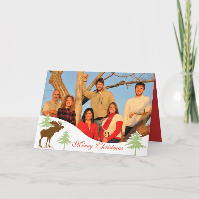 Merry Christmas Moose 3 Pines Holiday Card (Front)