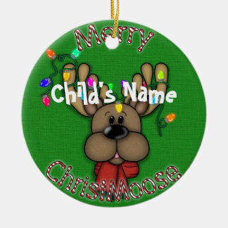 Merry Christmas Moose Ceramic Ornament