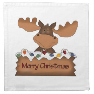 Merry Christmas Moose Cloth Napkin