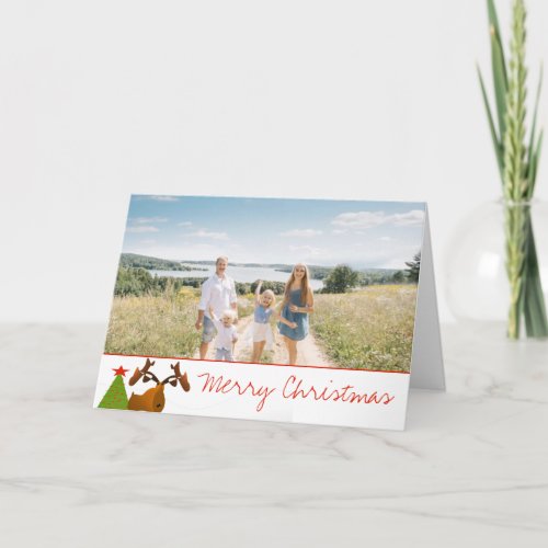 Merry Christmas Moose Family Photo Holiday Card