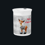 Merry Christmas moose wearing a hat         Beverage Pitcher<br><div class="desc">Merry Christmas moose,  moose wearing a grey hat
100% Customizable. Click on the CUSTOMIZE button to add,  move,  delete,  resize or change any of the fonts or graphics.</div>