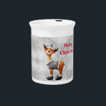 Merry Christmas moose wearing a hat         Beverage Pitcher<br><div class="desc">Merry Christmas moose,  moose wearing a grey hat
100% Customizable. Click on the CUSTOMIZE button to add,  move,  delete,  resize or change any of the fonts or graphics.</div>
