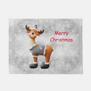 Merry Christmas moose wearing a hat     Doormat