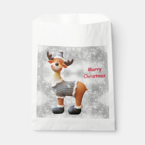 Merry Christmas moose wearing a hat      Favor Bag
