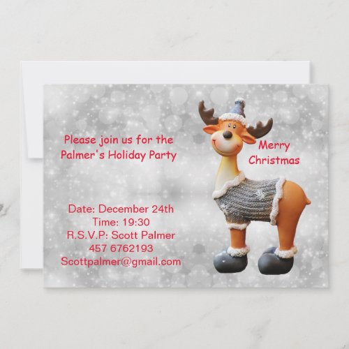 Merry Christmas moose wearing a hat       Invitation