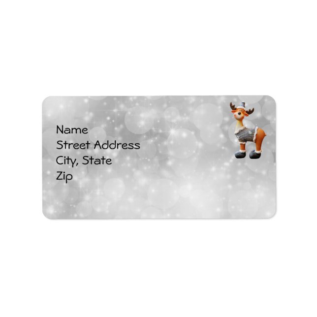 Merry Christmas moose wearing a hat Label (Front)