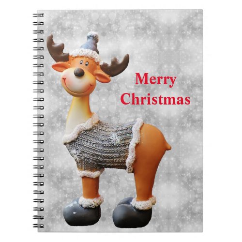 Merry Christmas moose wearing a hat          Notebook