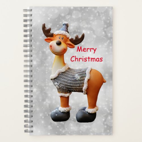 Merry Christmas moose wearing a hat      Notebook