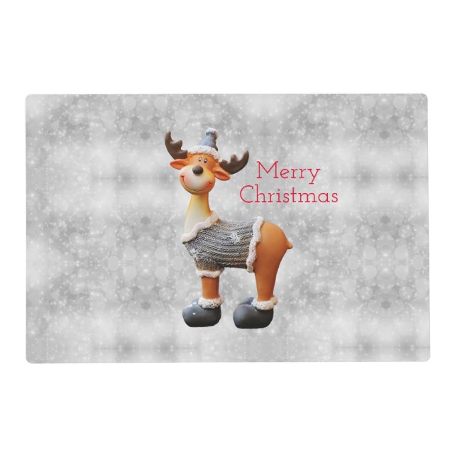 Merry Christmas moose wearing a hat        Placemat (Front)