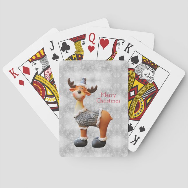Merry Christmas moose wearing a hat        Poker Cards (Back)