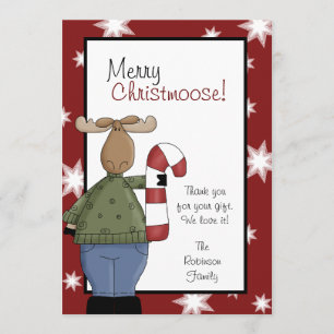 MERRY CHRISTMAS MOOSE Xmas Thank you Card