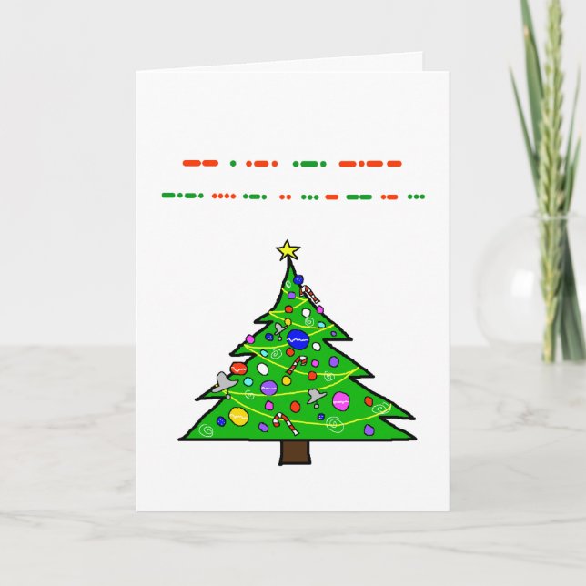 Merry Christmas Morse Code Christmas Tree Card (Front)