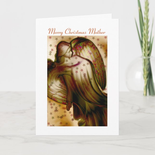 Merry Christmas Mother - Angel Greeting Card (Front)