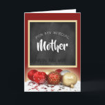 Merry Christmas Mother Chalkboard and Ornaments Holiday Card<br><div class="desc">A beautiful card with a special message for your mother this Christmas season done with a trendy chalkboard motif.</div>