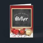 Merry Christmas Mother Chalkboard and Ornaments Holiday Card<br><div class="desc">A beautiful card with a special message for your mother this Christmas season done with a trendy chalkboard motif.</div>