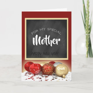 Merry Christmas Mother Chalkboard and Ornaments Holiday Card