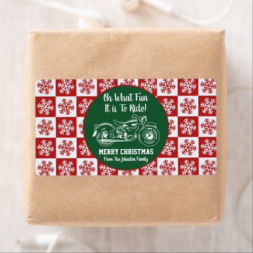 Merry Christmas Motorcycle Gift Tag Snowflake