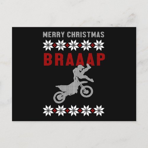 Merry Christmas Motorcycle Motocross Ugly Christma Postcard