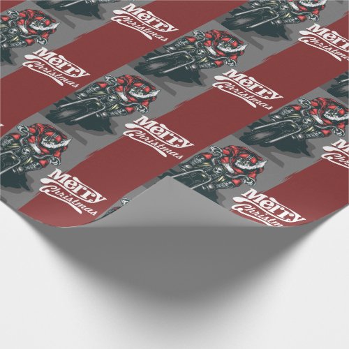 Merry Christmas Motorcycle Santa Wrapping Paper