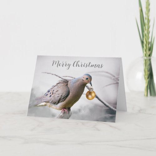 Merry Christmas Mourning Dove and Ornament Holiday Card