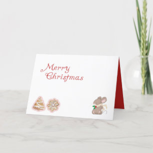 Merry Christmas Mouse and Cookies Personalized Holiday Card