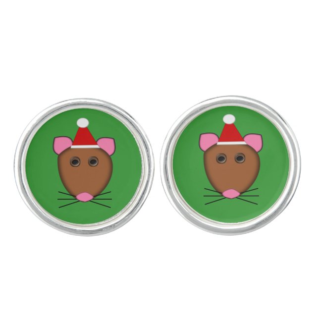 Merry Christmas Mouse Cufflinks (Front)