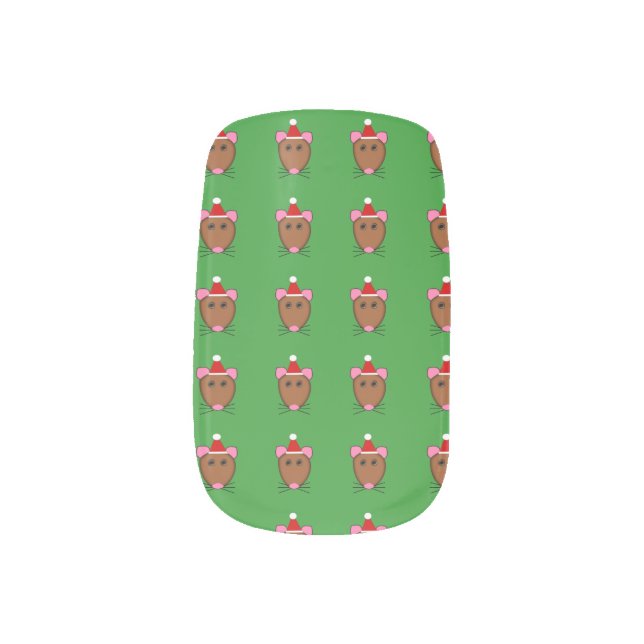 Merry Christmas mouse False Nails Minx Nail Art (Right Thumb)