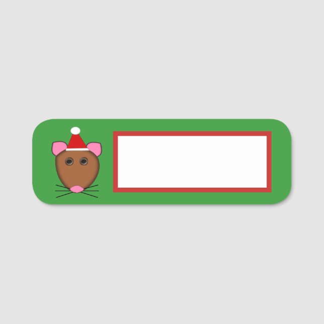 Merry Christmas Mouse Name Tag (Front)