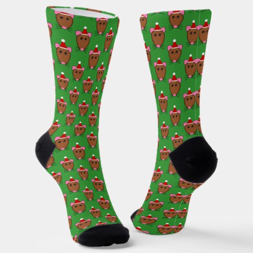 Merry Christmas Mouse Patterned Socks