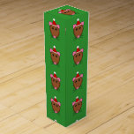 Merry Christmas Mouse Wine Gift Box<br><div class="desc">This awesome wine gift box features a funny cartoon of a Christmas mouse with big round eyes,  pink ears,  a small pink nose and cute little twitchy whiskers. The mouse is wearing a red and white Santa hat ready for Christmas.</div>