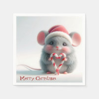Merry Christmas Mouse With Candy Cane Heart