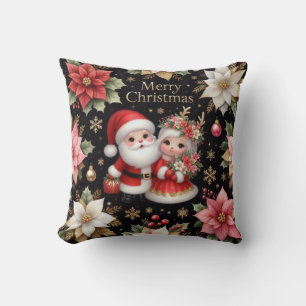 Merry Christmas Mr. and Mrs Santa Claus cute Throw Pillow