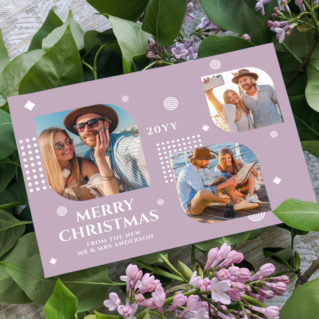 Merry Christmas Mr & Mrs 3 Photo Collage Modern