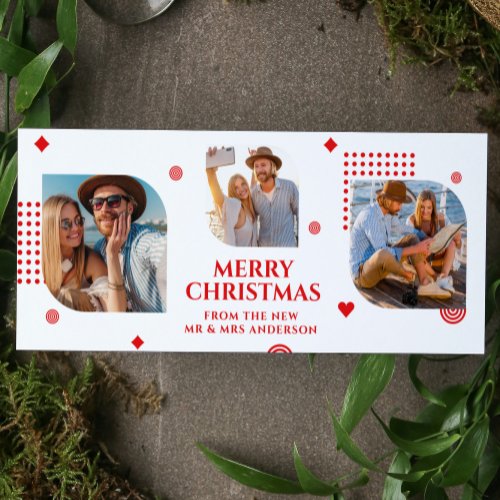 Merry Christmas Mr  Mrs 3 Photo Collage Modern Holiday Card