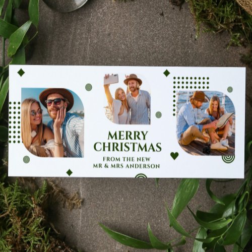 Merry Christmas Mr  Mrs 3 Photo Collage Modern Holiday Card