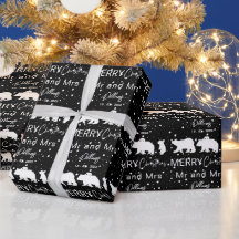 Merry Christmas Mr & Mrs Polar Bear Family Black