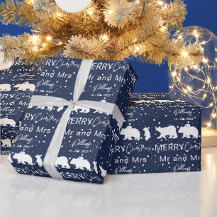 Merry Christmas Mr & Mrs Polar Bear Family Wrapping Paper