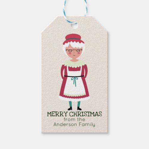 Merry Christmas Mrs Santa Claus Whimsical Holiday Gift Tags