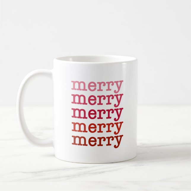 Merry Christmas Mug Pink Ombre (Left)
