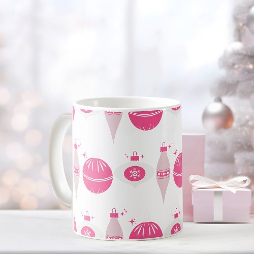 Merry Christmas Mug With Pink And Black Ornaments