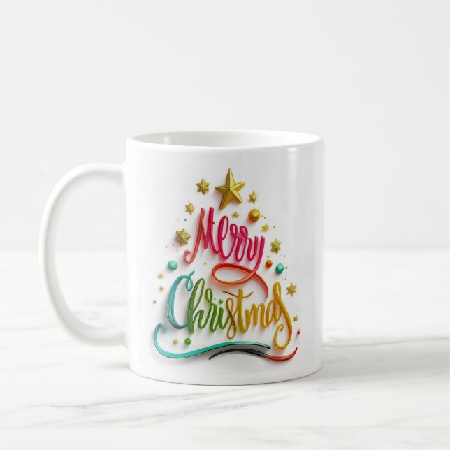 Merry Christmas Multi Coloured  Mug (Left)
