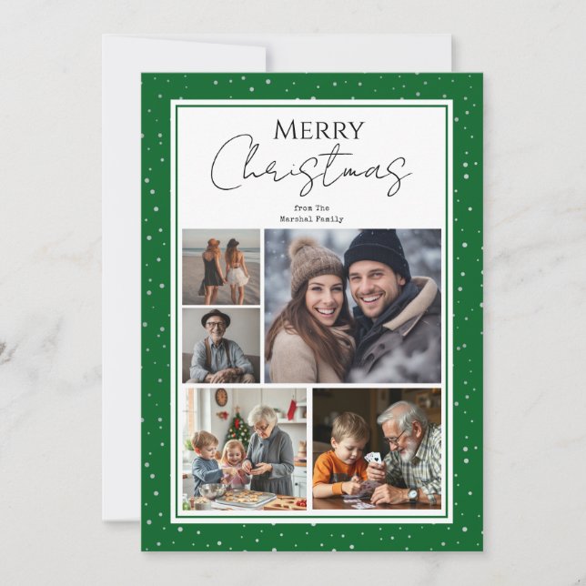 Merry Christmas Multi Family Photo Holiday Card (Front)